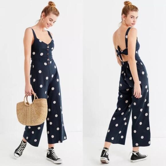 Japna Pants - Japna Polka Dot Linen Jumpsuit